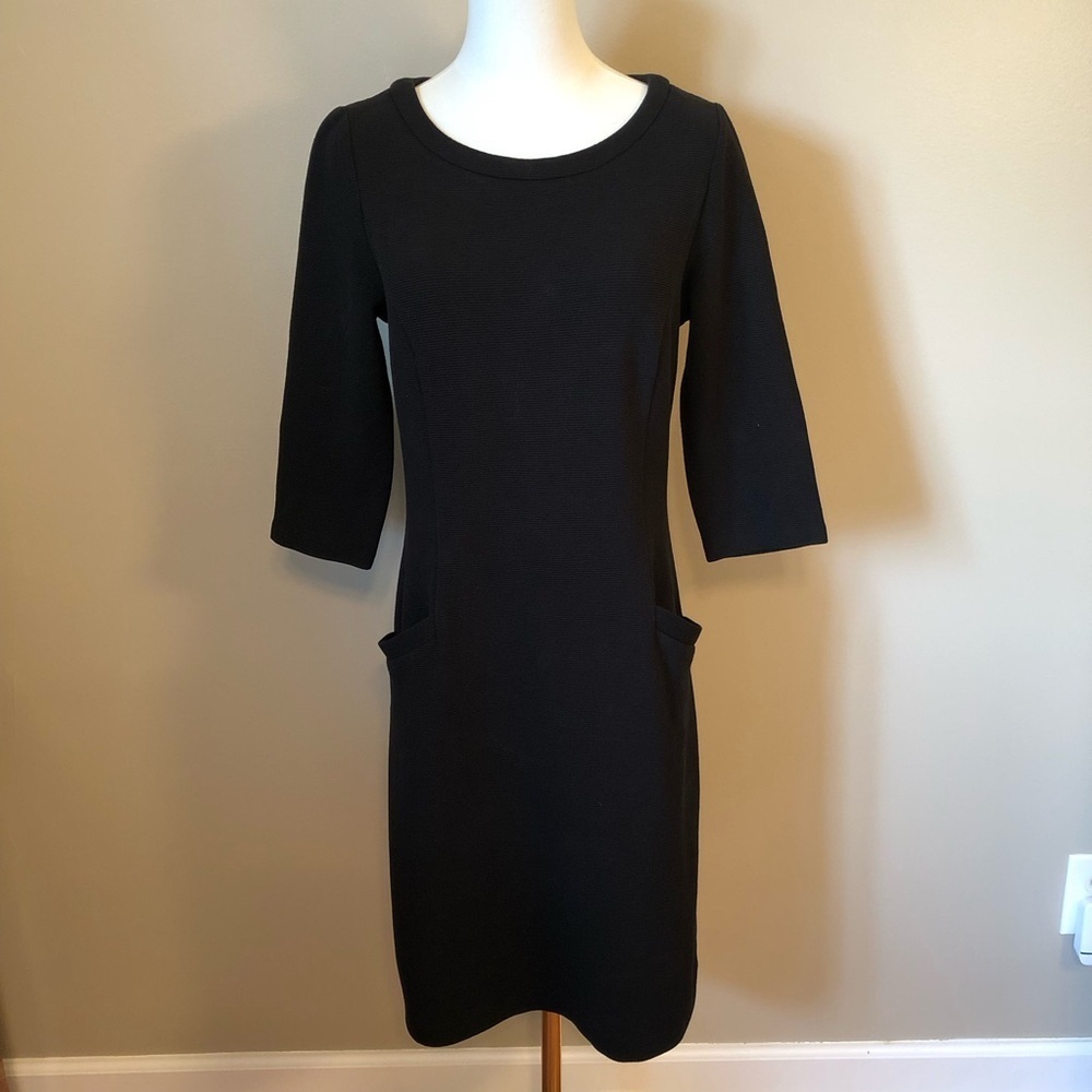 Boden 3/4 Length Sleeve Black Midi Dress Size 8L